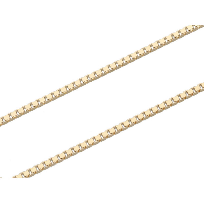 Złoty łańcuszek 585 o splocie kostka 42cm elegancki model na prezent