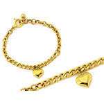 Złota bransoletka 585 gruby łańcuszek z wiszącym sercem