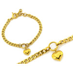 Złota bransoletka 585 modna z wiszącym sercem na prezent