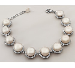 Bransoletka ze srebra 925 z białymi perłami naturalnymi
