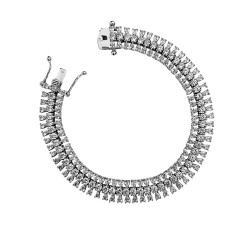 Srebrna bransoletka 925 bogato zdobiona szeroka modułowa z białymi cyrkoniami na prezent