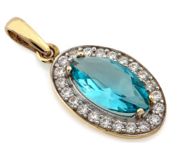 Zawieszka damska na elegancko złoto 585 z kamieniami topaz i cyrkonie