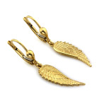 Kolczyki złote wiszące 375 modne zawieszki skrzydła na zapięcie angielskie
