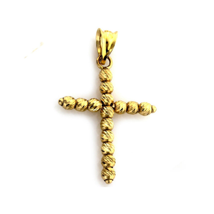 Złoty krzyż 585 KULECZKI krzyżyk z KULEK 14KT