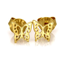 Złote kolczyki motylki na sztyft 585 ażurowe motyle wkrętki 14kt gładki motyl prezent
