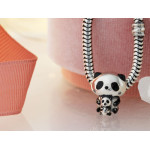 Charms srebrny 925 dwa misie Panda zawieszka do bransoletki