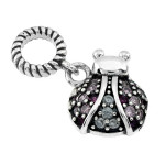 Zawieszka srebrna 925 beads charms do bransoletki biedronka z cyrkoniami