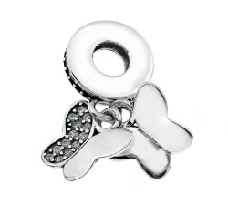 Srebrny charms 925 dwa ruchome motylki z cyrkoniami do bransoletki