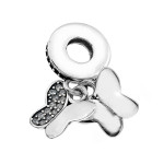 Srebrny charms 925 dwa ruchome motylki z cyrkoniami do bransoletki