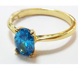 pierścionek złoty z niebieskim oczkiem