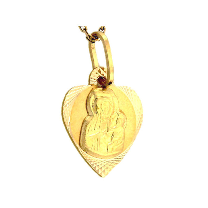 Złoty medalik 333 serce Matka Boska Częstochowska na Chrzest, Komunię