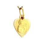 Złoty medalik 333 serce Matka Boska Częstochowska na Chrzest, Komunię