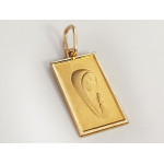 Złoty prostokątny medalik 585 Matka Boska profil Chrzest 2,05 g