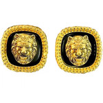 Kolczyki GUESS pozłacane z czarnym środkiem i lwem na sztyft LION STUDS