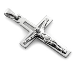 Zawieszka srebrna krzyżyk 925 z wizerunkiem Jezusa ażurowy krzyż