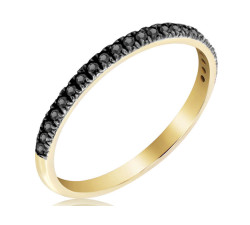 obrączkowy pierścionek z czarnymi diamentami