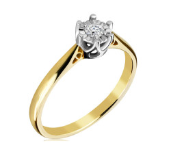 złoty pierścionek z diamentem