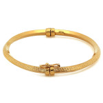 Złota bransoletka 585 bangle z greckim wzorem średnica 17cm 14k