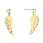 Złote kolczyki 585 skrzydła anioła z cyrkonią