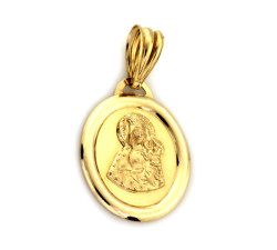 Złoty medalik 585 zdobiona Matka Boska Częstochowska