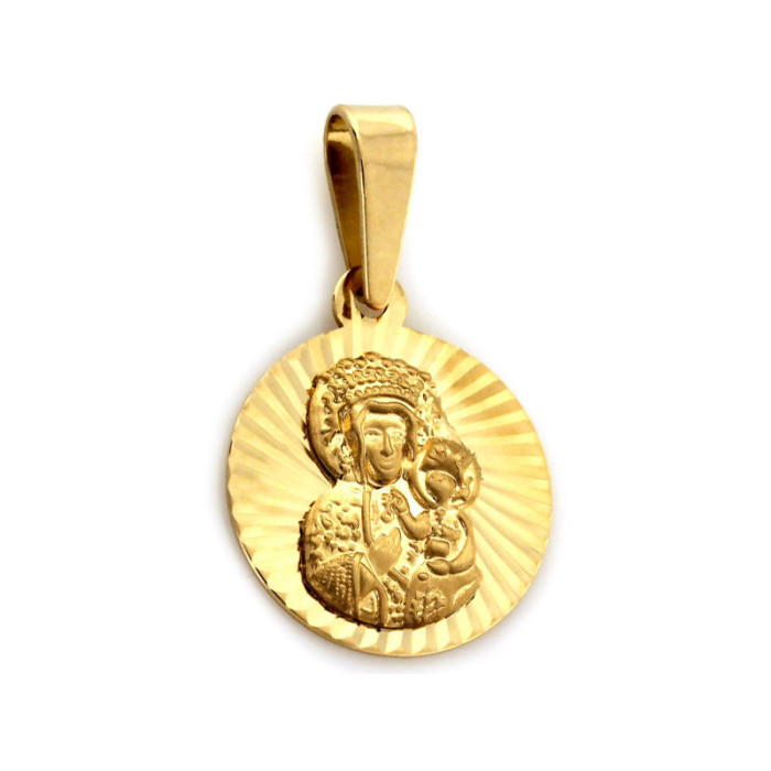 Złoty OKRĄGŁY MEDALIK 585 Matka Boska Częstochowska