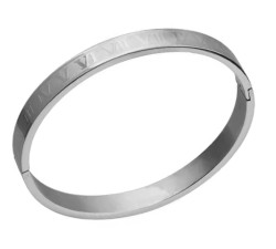 Elegancka bransoletka bangle sztywna z cyframi rzymskimi unisex