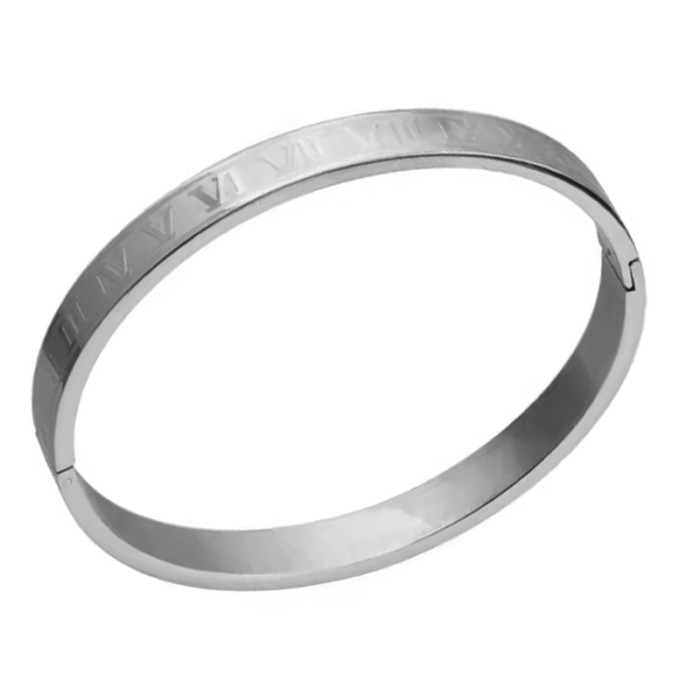 Elegancka bransoletka bangle sztywna z cyframi rzymskimi unisex