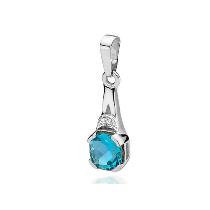 Złota przywieszka 585 elegancka z topaz diament