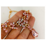 Komplet biżuterii zdobiony różowymi cyrkoniami