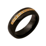 Złoty pierścionek 585 czarny z rzędem cyrkonii r 11