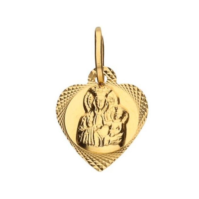 Złoty medalik 585 serce Matka Boska Częstochowska 0,75 g