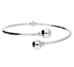 Srebrna bransoletka 925 sztywna bangle otwarta z kuleczkami