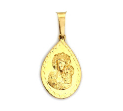 Złoty medalik 585 kropelka Matka Boska Częstochowska