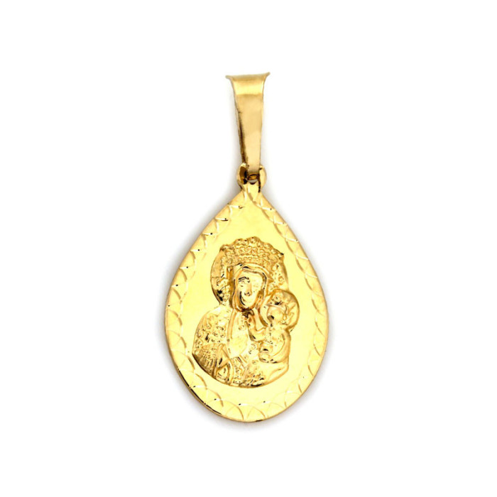 Złoty medalik 585 kropelka Matka Boska Częstochowska