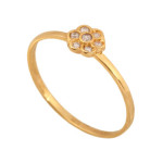 Złoty pierścionek 585 kwiat z cyrkoniami 0,80 g
