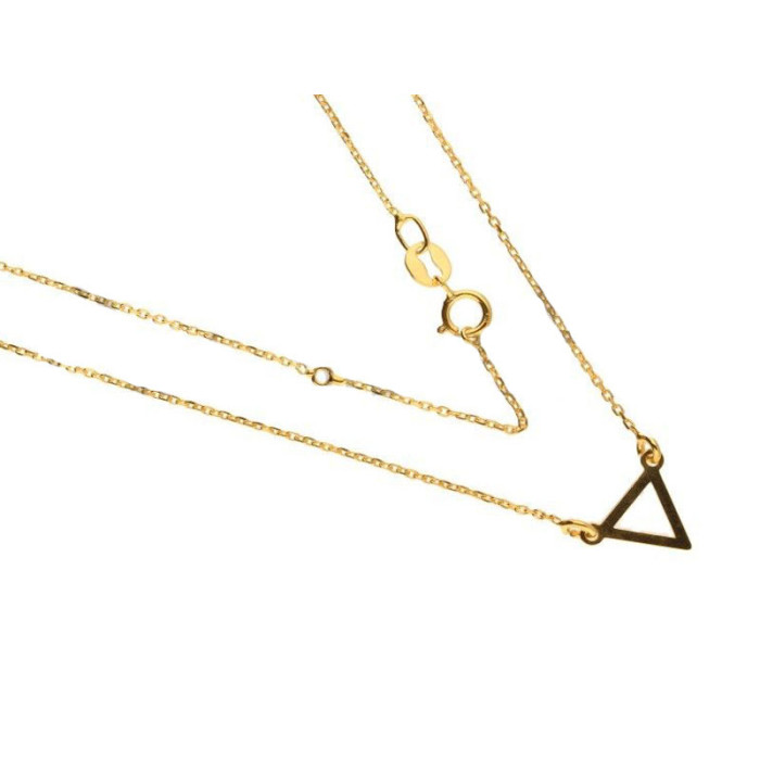 Srebrny złocony naszyjnik 925 z ażurowym trójkątem 1,57g