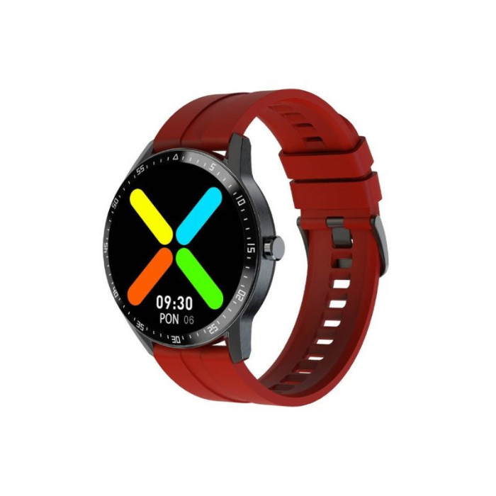 Zegarek smartwatch na czerwonym pasku w stylu sportowym
