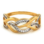 Złoty pierścionek 585 PLECIONY Z CYRKONIAMI 3,20g