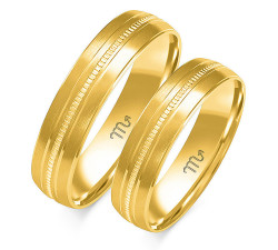 Ślubna obrączka zdobiona grawerowana złota 333