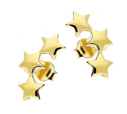 Złote kolczyki 585 trzy gwiazdki 1g