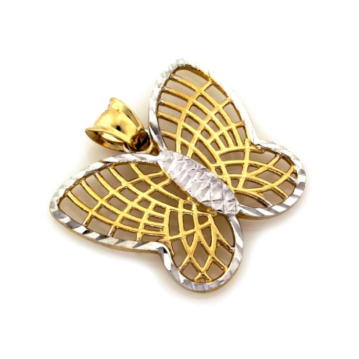 Złota przywieszka 585 motyl dwukolorowy