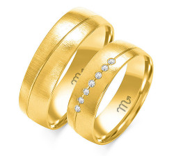 Ślubna obrączka z diamentami grawerowana złota 333