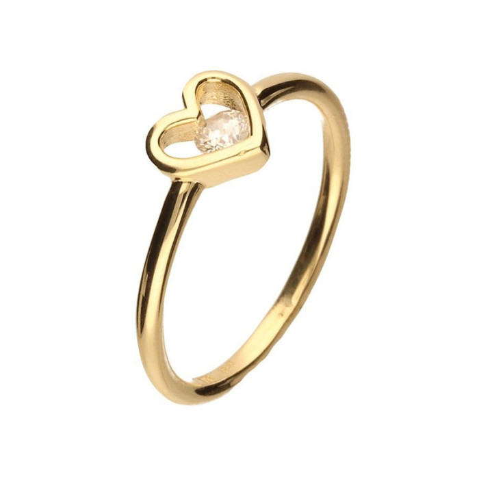 Złoty pierścionek 585 SERCE biała cyrkonia 1,94g