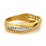 Złoty pierścionek 585 potrójna obrączka przeplatany
