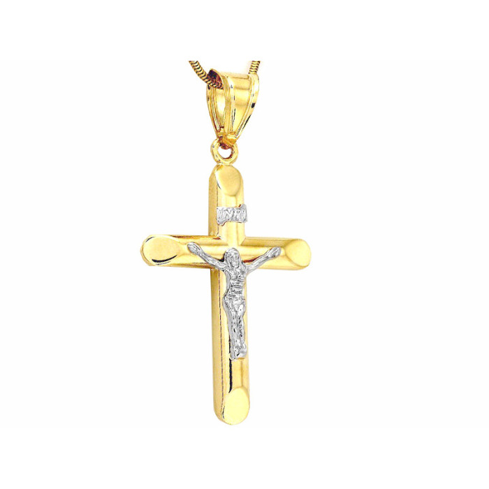Złoty krzyż 585 WIZERUNEK JEZUSA Z BIAŁYM ZŁOTEM