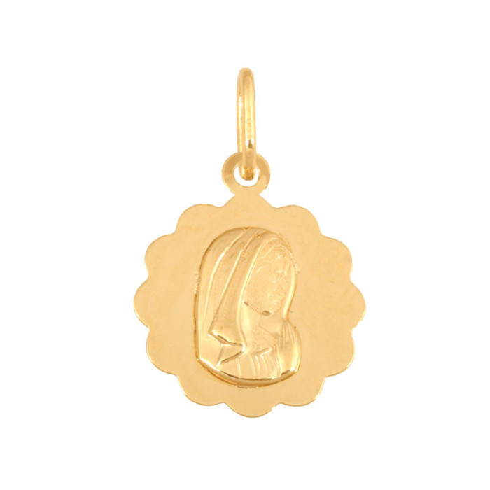 Złoty medalik 585 Matka Boska w kwiatuszki
