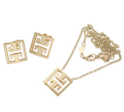 Złoty komplet biżuterii 585 z greckim wzorem 6,58g