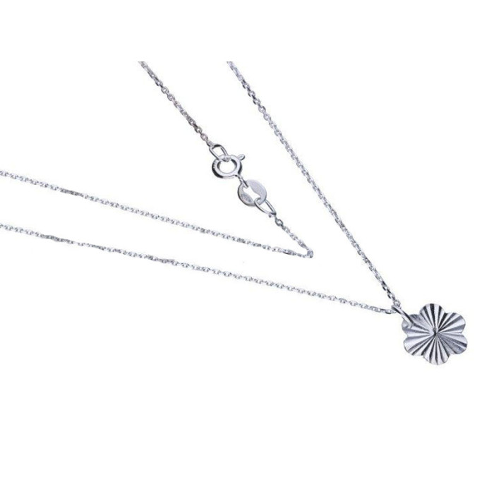 Srebrny naszyjnik 925 diamentowany kwiatuszek 1,61g