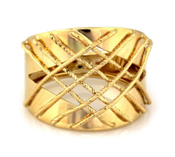 Złoty pierścionek 585 przeplatany wzór kratka 18