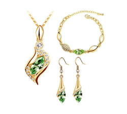 komplet biżuterii zielone łezki